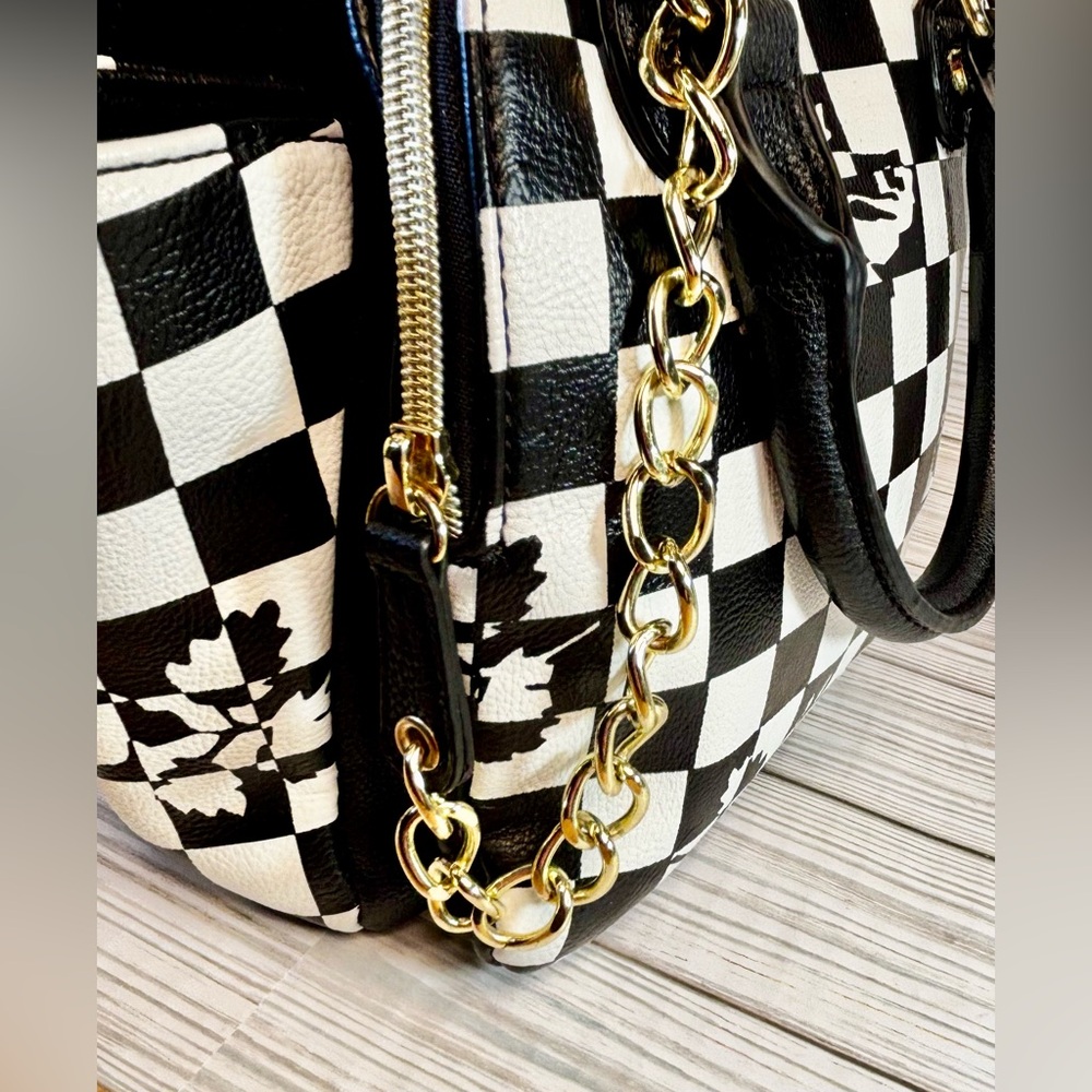 Betsey Johnson Black and White Checkered Satchel - Picture 12 of 15